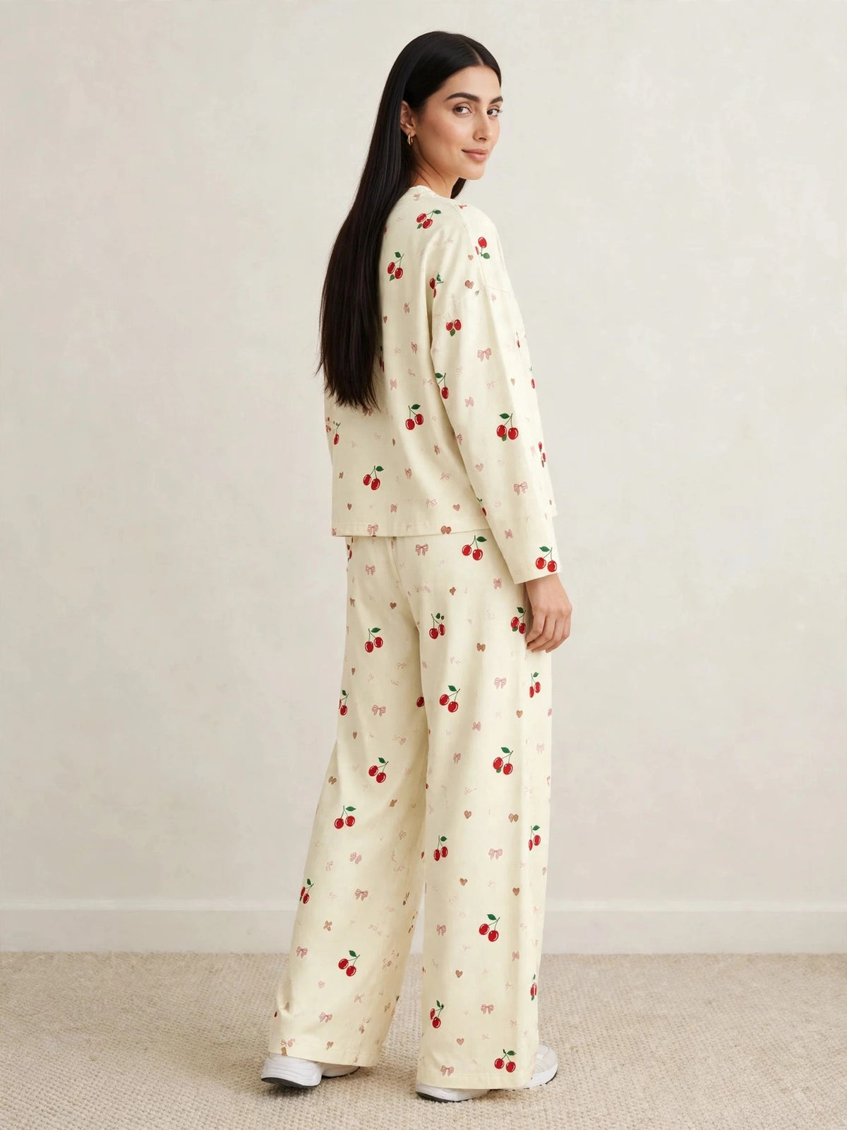 Women's Premium Barbary Fabric Sleepwear Set – Loose Trouser & Short Tee