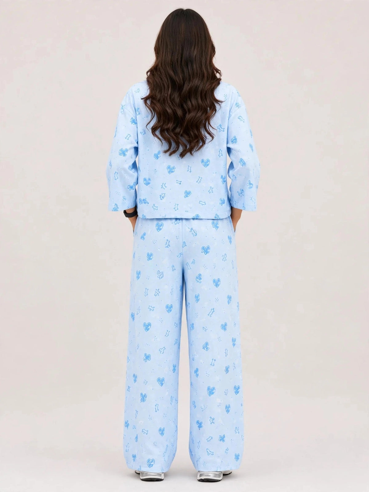 Women's Premium Barbary Fabric Sleepwear Set – Loose Trouser & Short Tee