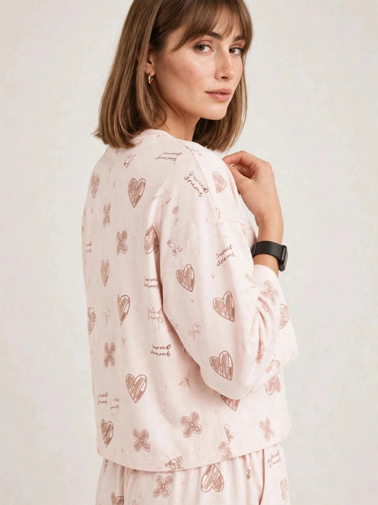 Women's Premium Barbary Fabric Sleepwear Set – Loose Trouser & Short Tee