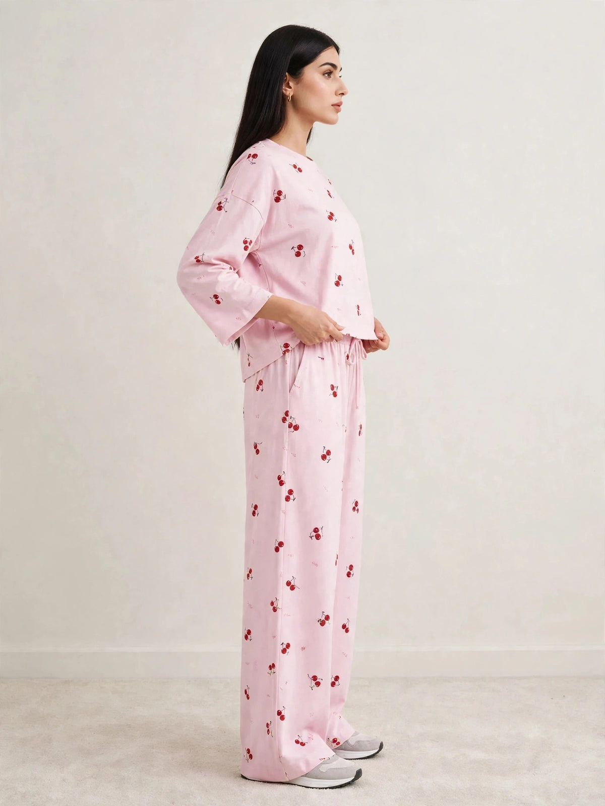 Women's Premium Barbary Fabric Sleepwear Set – Loose Trouser & Short Tee