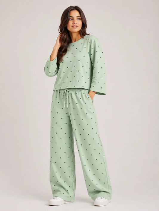 Women's Premium Barbary Fabric Sleepwear Set – Loose Trouser & Short Tee