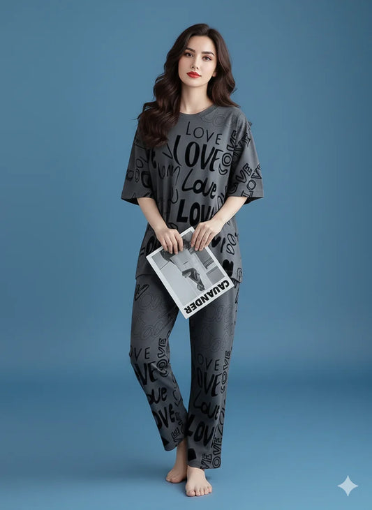 SR-DROP SHOULDER PJ SUIT - GREY