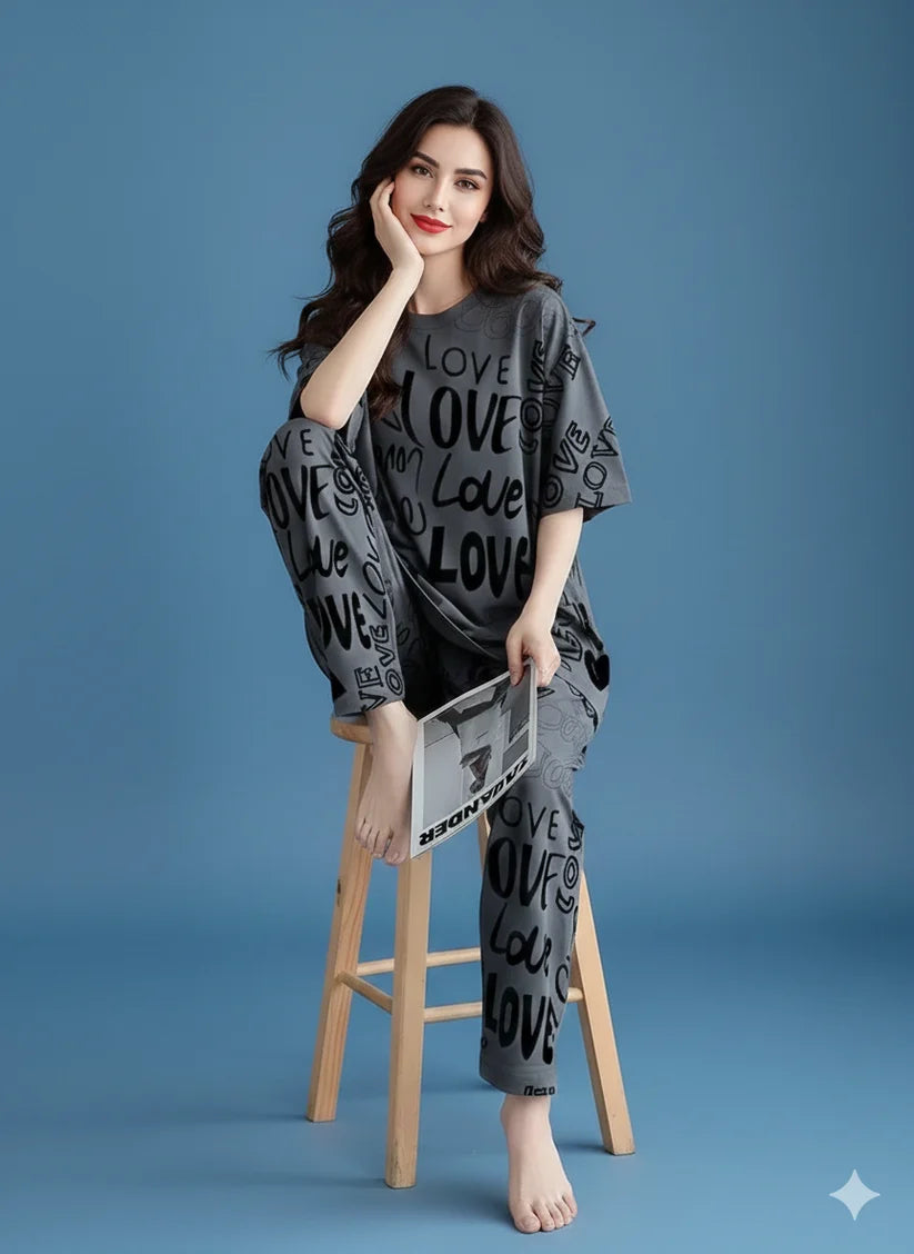 SR-DROP SHOULDER PJ SUIT - GREY