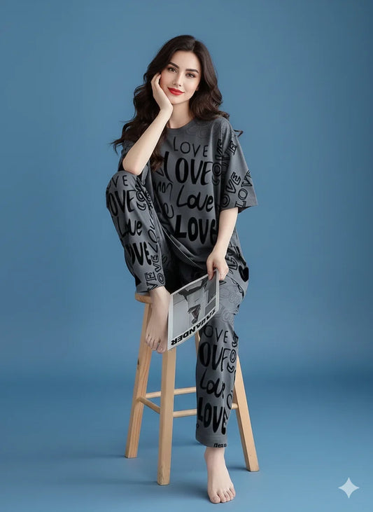 SR-DROP SHOULDER PJ SUIT - GREY