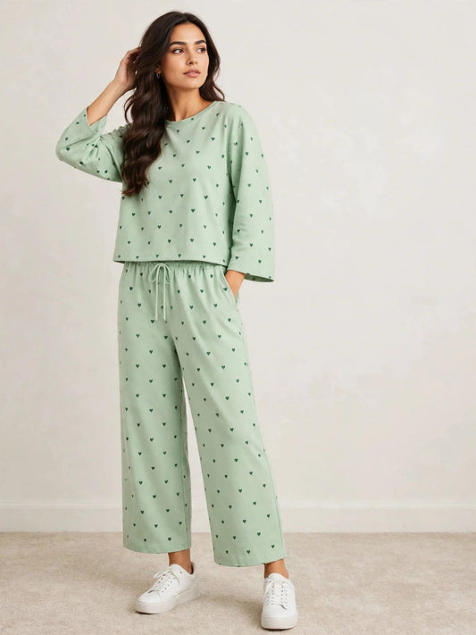 Women's Premium Barbary Fabric Sleepwear Set – Loose Trouser & Short Tee
