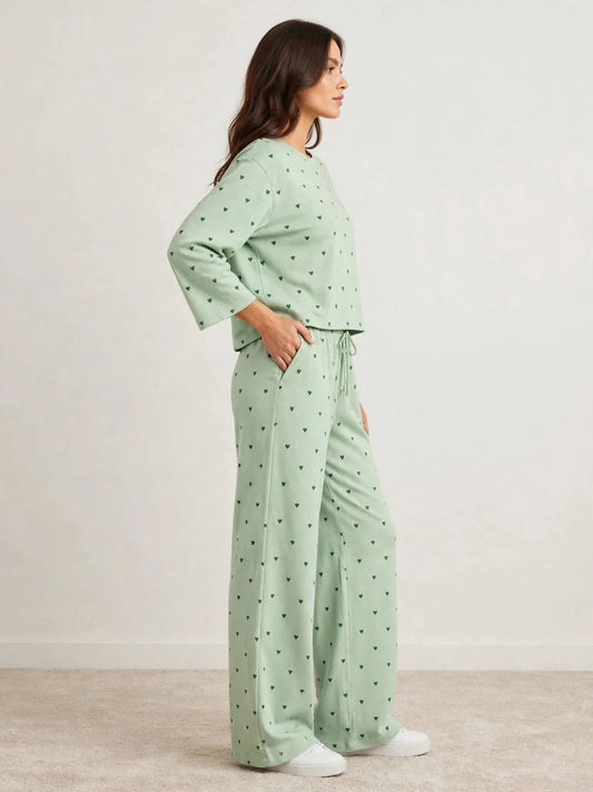 Women's Premium Barbary Fabric Sleepwear Set – Loose Trouser & Short Tee