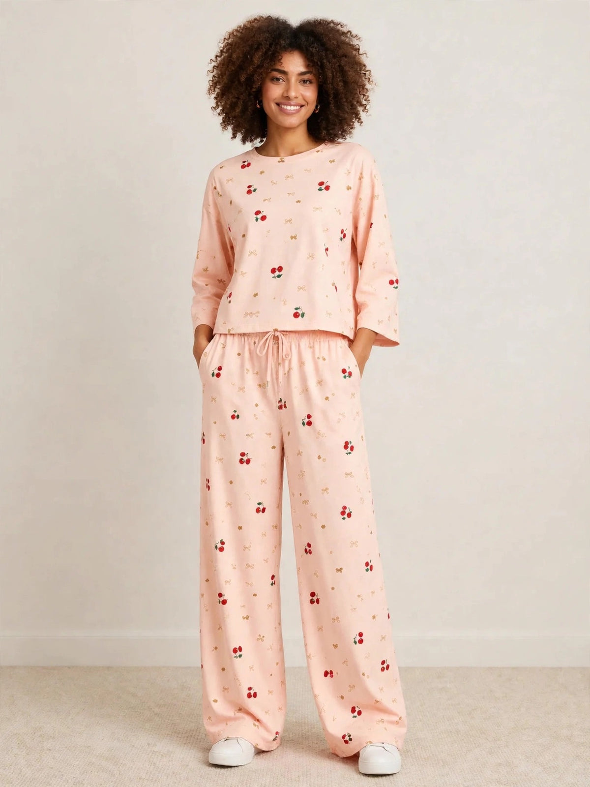 Women's Premium Barbary Fabric Sleepwear Set – Loose Trouser & Short Tee