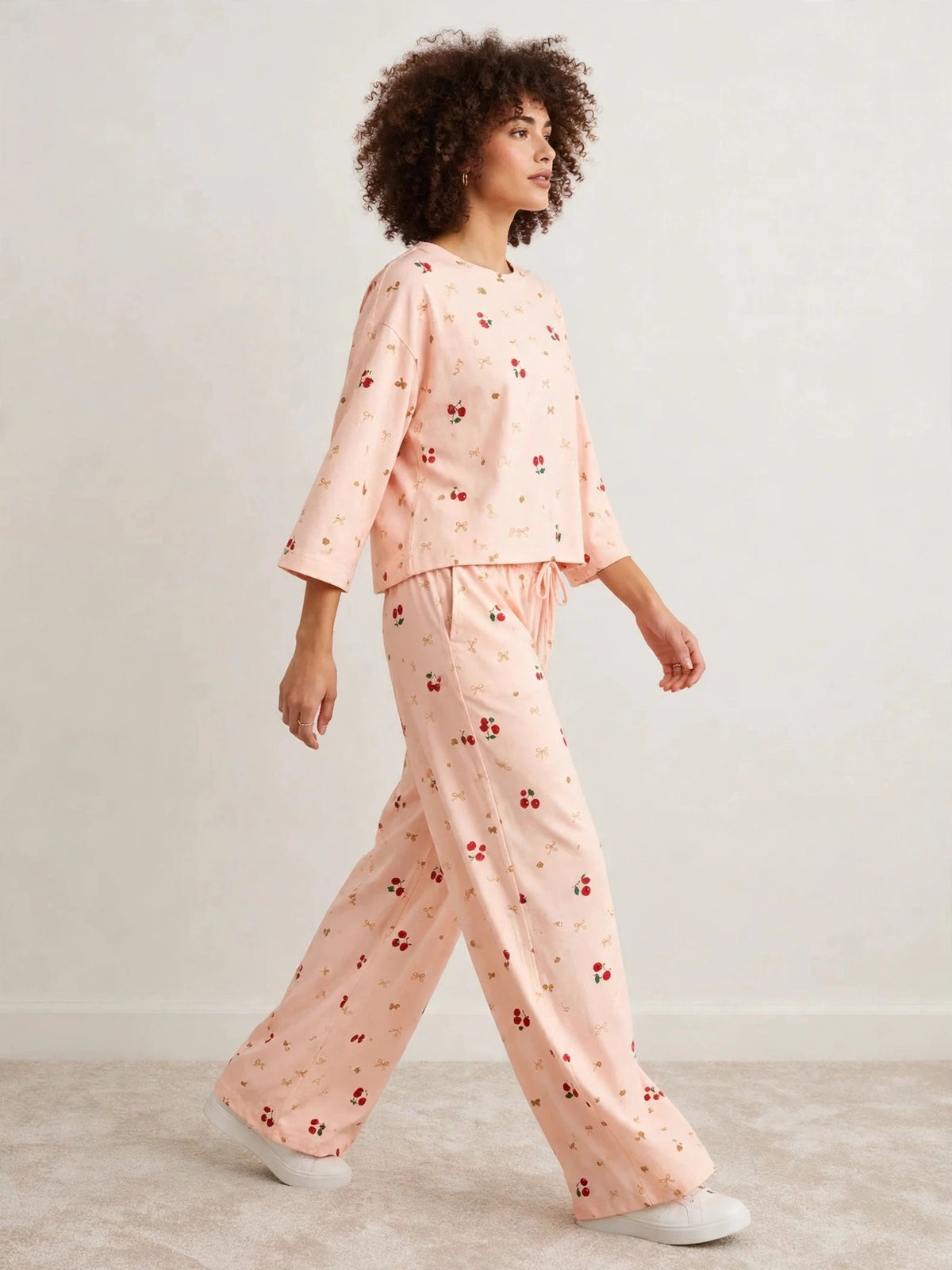 Women's Premium Barbary Fabric Sleepwear Set – Loose Trouser & Short Tee