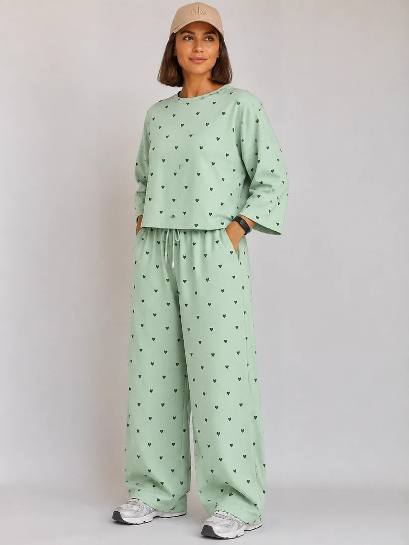 Women's Premium Barbary Fabric Sleepwear Set – Loose Trouser & Short Tee