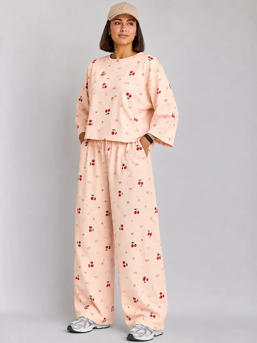 Women's Premium Barbary Fabric Sleepwear Set – Loose Trouser & Short Tee