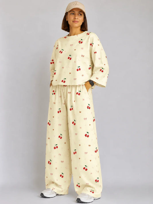Women's Premium Barbary Fabric Sleepwear Set – Loose Trouser & Short Tee